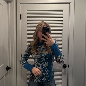 SUNDANCE Blue Floral Long-sleeve